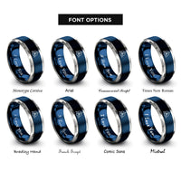 font options for inside engraving on blue & silver drone propeller rings