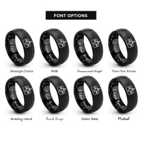 font options for inside engraving on black drone remote controller rings