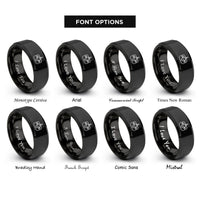 font options for inside engraving on black drone remote controller rings