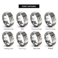 font options for inside engraving on silver drone remote controller rings
