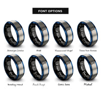 font options for inside engraving on black & blue & grey dropper loop hook rings