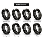 font options for inside engraving on black & grey drum key circle rings