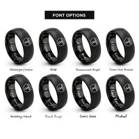 font options for inside engraving on black drum key circle rings