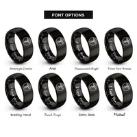 font options for inside engraving on black drum key circle rings
