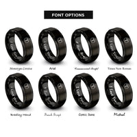 font options for inside engraving on black drum key circle rings