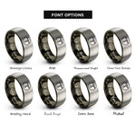 font options for inside engraving on gunmetal & grey drum key circle rings