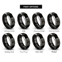 font options for inside engraving on black & gray drum lug rings