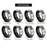 font options for inside engraving on black & silver drum lug rings