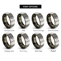 font options for inside engraving on gunmetal & silver drum lug rings