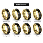 font options for inside engraving on black & gold drum set rings