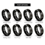 font options for inside engraving on black & silver drum set rings