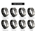font options for inside engraving on black & gray drum set rings