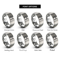font options for inside engraving on silver drum set rings