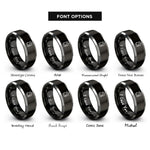 font options for inside engraving on black & silver drum smoker rings