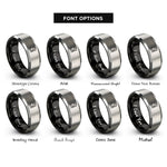 font options for inside engraving on black & silver drum smoker rings