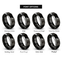 font options for inside engraving on black & grey drumstick note rings