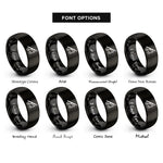 font options for inside engraving on black drumstick note rings