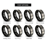 font options for inside engraving on black & gray drumsticks crossed rings