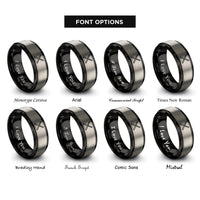 font options for inside engraving on black & gray drumsticks crossed rings