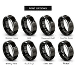 font options for inside engraving on black & gray drumsticks crossed rings