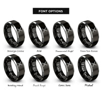 font options for inside engraving on black & gray drumsticks crossed rings