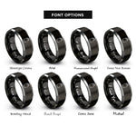 font options for inside engraving on black & gray dry bag rings