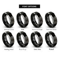 font options for inside engraving on black & gray dry bag rings