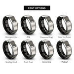 font options for inside engraving on black & gray dry bag rings