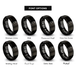 font options for inside engraving on black dry bag rings