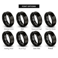 font options for inside engraving on black dry bag rings