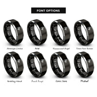 font options for inside engraving on black & gray dry fly rings