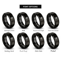 font options for inside engraving on black dry fly rings