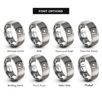font options for inside engraving on grey dslr camera rings