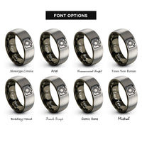 font options for inside engraving on gunmetal & silver dslr camera rings