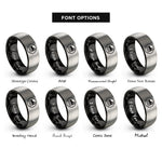 font options for inside engraving on black & grey duafe circle rings