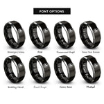 font options for inside engraving on black & grey duafe circle rings