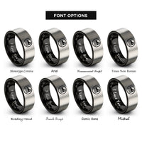 font options for inside engraving on black & grey duafe circle rings