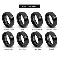 font options for inside engraving on black duafe circle rings