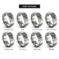 font options for inside engraving on gray duafe circle rings