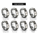 font options for inside engraving on gray duafe circle rings