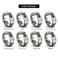 font options for inside engraving on gray duafe circle rings