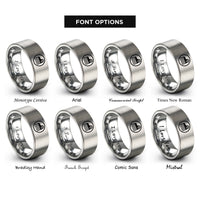 font options for inside engraving on gray duafe circle rings
