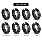 font options for inside engraving on black & silver dual jacks rings