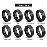 font options for inside engraving on black dual jacks rings