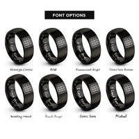font options for inside engraving on black dual jacks rings