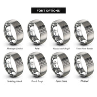font options for inside engraving on grey dual jacks rings