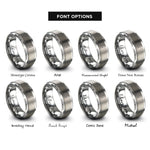 font options for inside engraving on gray dual jacks rings