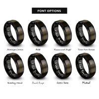 font options for inside engraving on gunmetal & black dual jacks rings