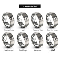 font options for inside engraving on silver dual screen handheld rings