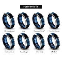 font options for inside engraving on blue & gray dubai skyline rings